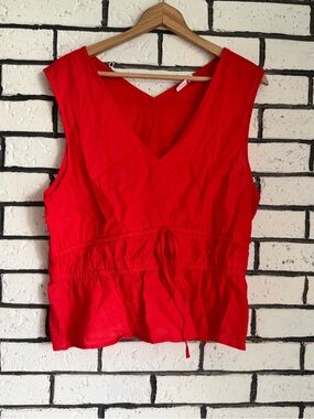 GAP Red V-Neck Sleeveless Drawstring Tank